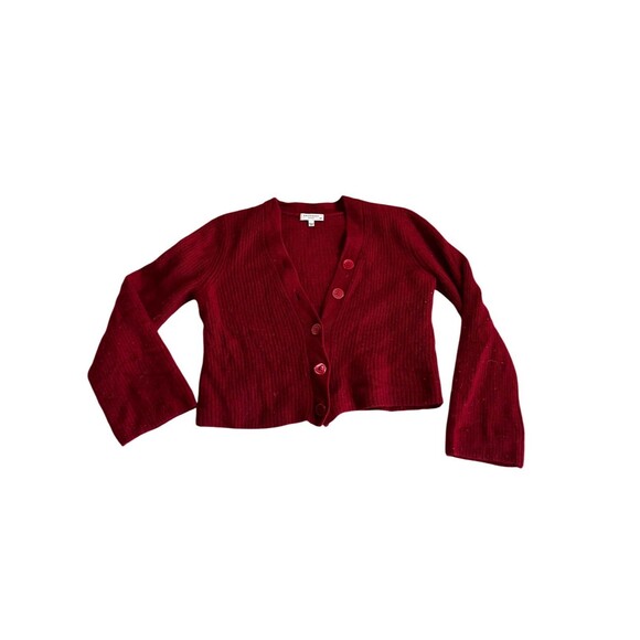 Equipment Femme Paz 100% Cashmere V Neck Ribbed Cardigan Sweater Red Small - Picture 2 of 10